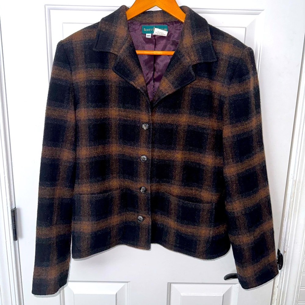 Vintage Plaid Wool Button up Jacket Size Medium